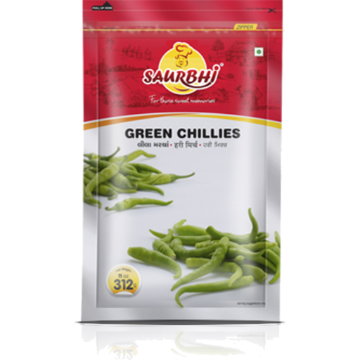 Saurbhi Green Chillies Hot 312g