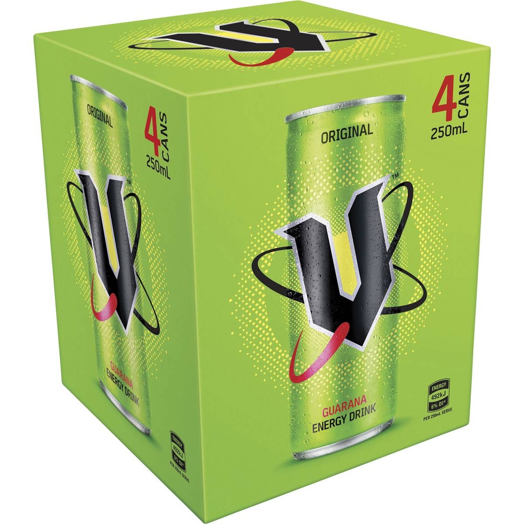 ^V Guarana Energy Drink Can 250Mlx4Pk